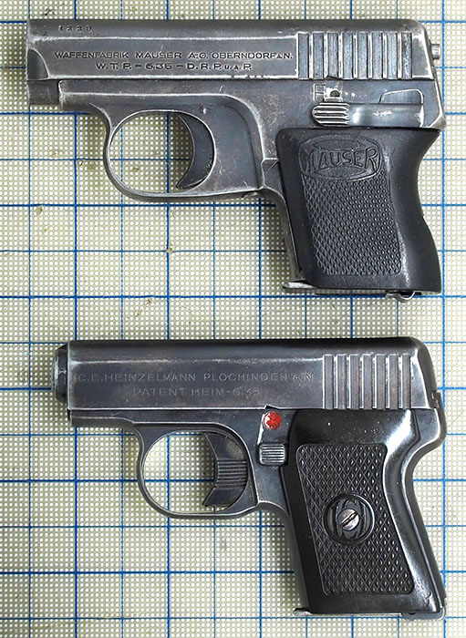 Top:  Mauser WTP, Model I.   Bottom:  Heinzelmann Heim