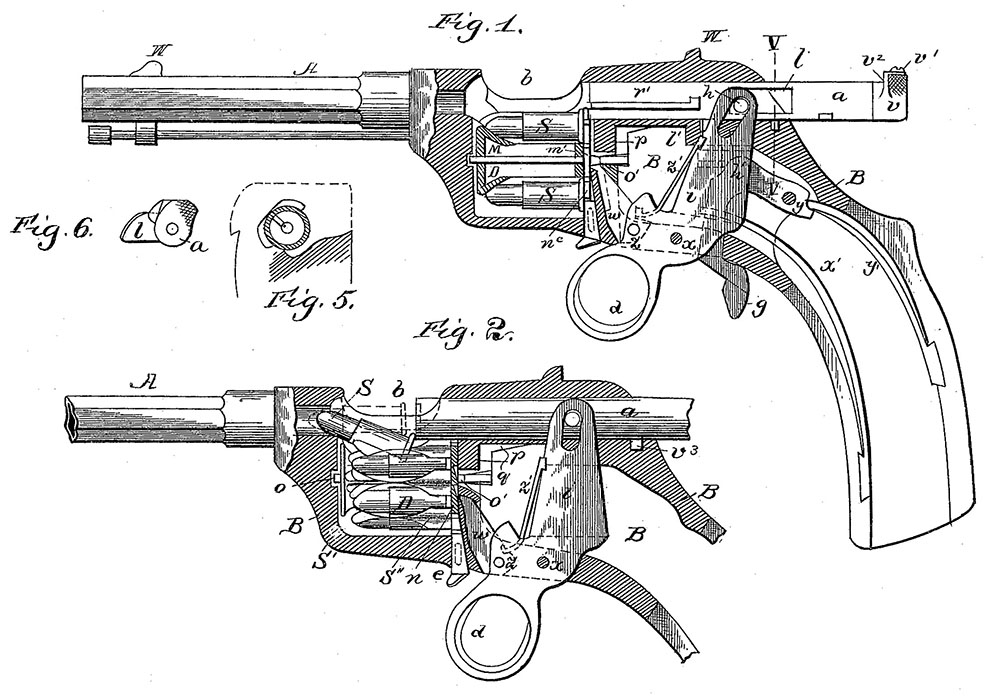 Krnka Repeating Pistol Patent Drawing