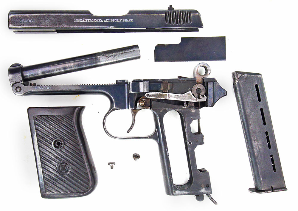 Czechoslovakian CZ-38 Pistol - Serial Number 284000 - Field Stripped & with Sideplate Removed