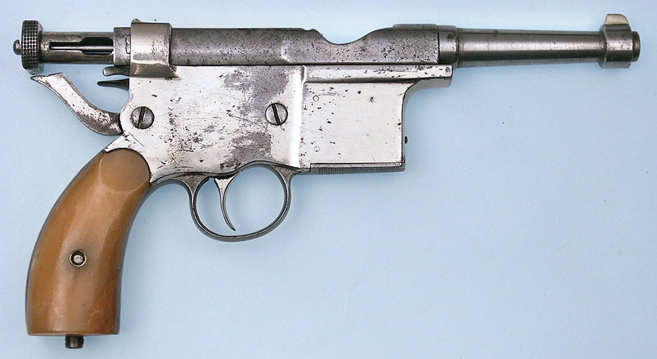 5mm Charola Type IV pistol converted to .25 ACP (6.36mm Browning)