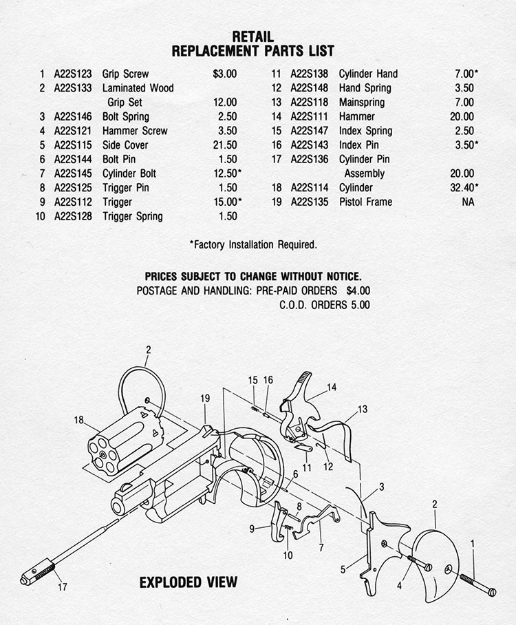 North American Arms Mini-Revolver Exploded View