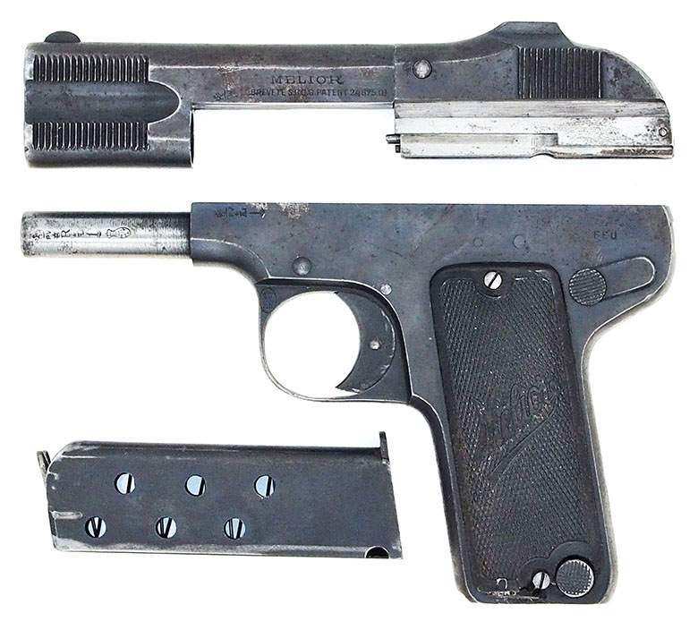 Model 1909 (Type II) Melior Pistol in 7.65mm - Field Stripped - SN 22269