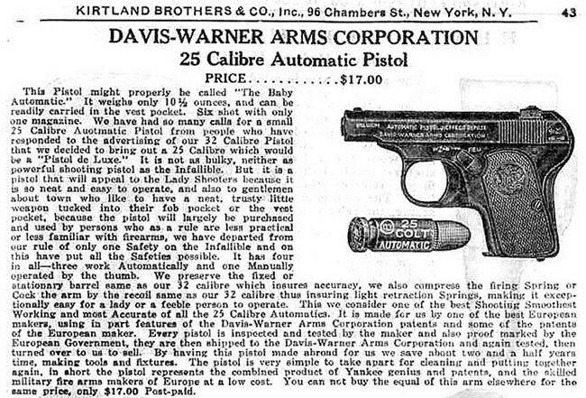 Davis-Warner Ad from a 1920 Kirtland Brothers Catalog