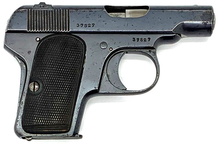 Melior Model 1914 First Variant Type 3 - SN 37527 with horn grips and no Melior logo on grip plates.