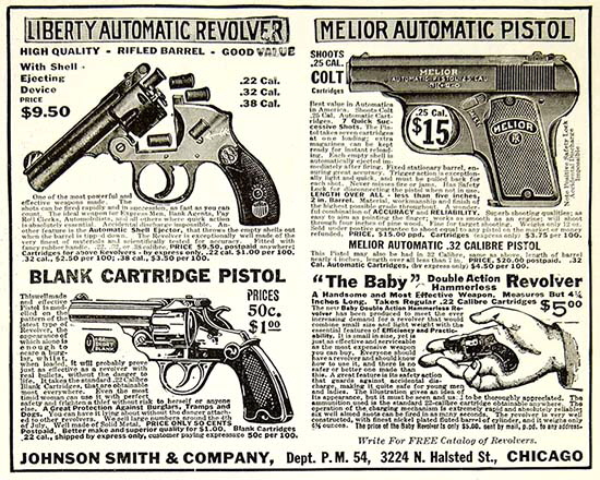 The Model 1920 Melior pistols were sold by Johnson Smith & Co. until 1927.