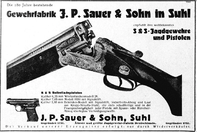 Sauer & Sohn Ad from Der Waffenschmied for 20 February 1932