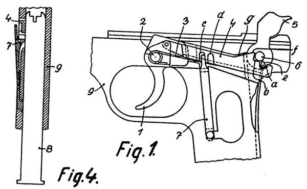 Patent Drawing Showing Hammer Down and Function of Magazine Safety