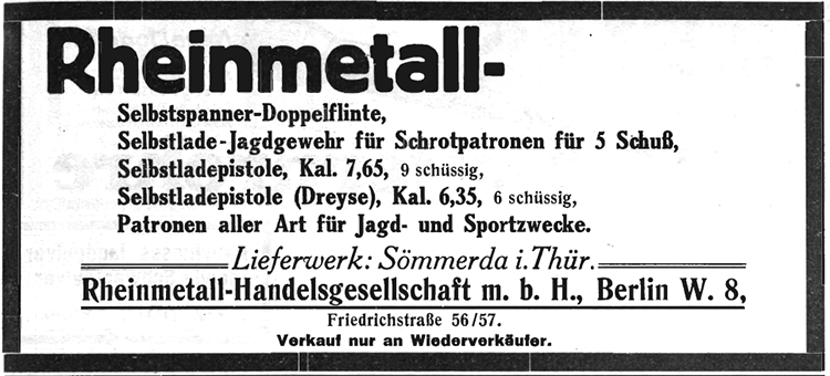 Advertisement in Waffenschmied 16 April 1923