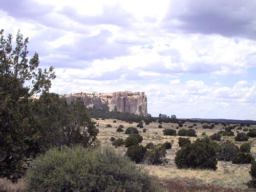 View of El Morro from the campground.  Copyright 2000 by Sybil Vosler.