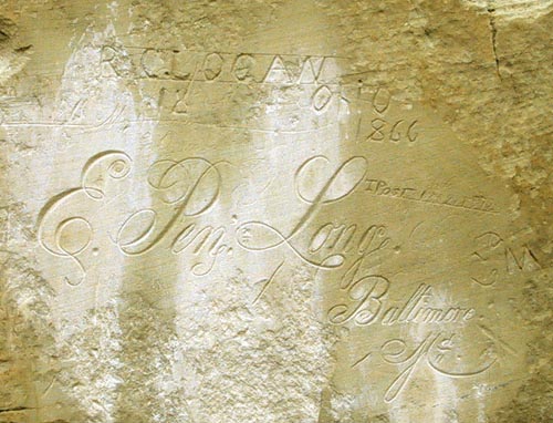 E. Pen Long Inscription at El Morro.  Copyright 2000 Sybil Vosler.