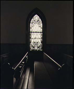 Pews and Stained Glass Window, Payette, Idaho, 3/19/97
